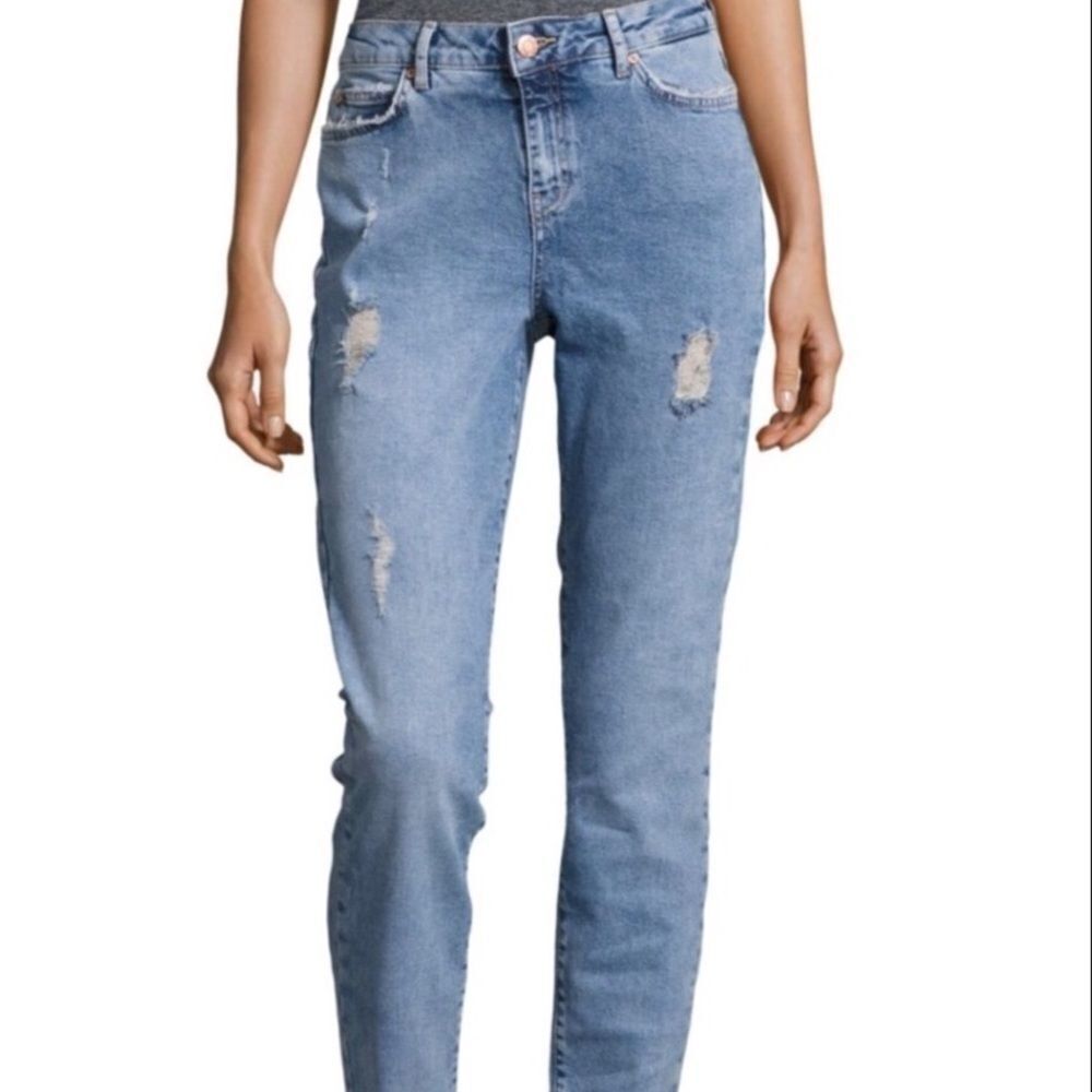 Mid Rise Denim Distressed Straight Leg Ankle Jeans Noisy May NEW